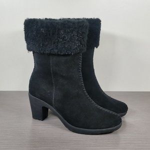 Brilliant Faux Fur Waterproof Boots, Black Suede, Womens Size 7 M